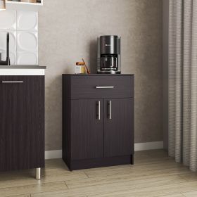 Pantry Organizer Cabinet 33" H, 1 Drawer, 2 Interior Shelves, 2 Doors (Color: Black Wengue)