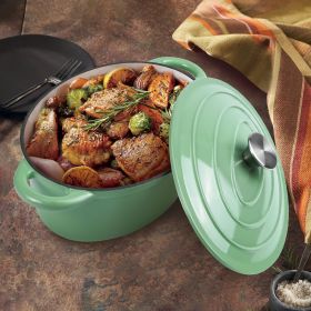 Cast iron soup POTS are suitable for various tools, such as ceramic, gas, induction cookers or barbecue grills. It can be used for cooking (Color: Light green)